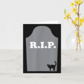 Graf Rip Zwarte Kat Halloween Kaart (Gele Bloem)