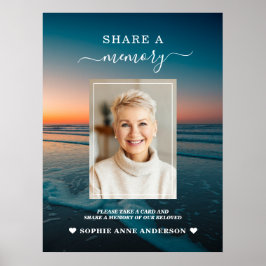 Graf Teken Muur voor Herinnering aan Ocean Zonsond Poster