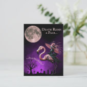 Graf van de grappige heks Halloween Volle Maan Gra Feestdagenkaart (Staand voorkant)