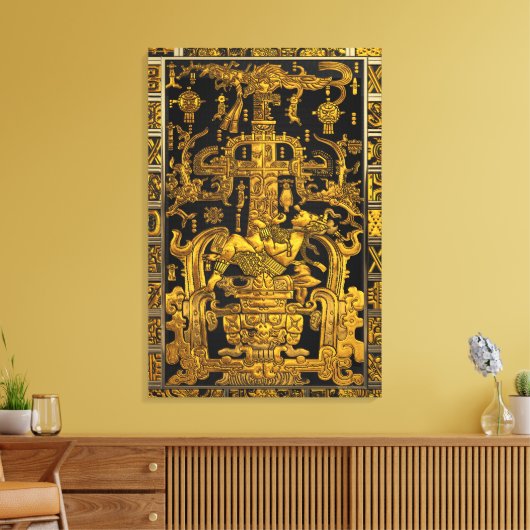 Graf van Pakal - Gouden Palenque Astronaut Canvas Afdruk (Insitu (Woonkamer))