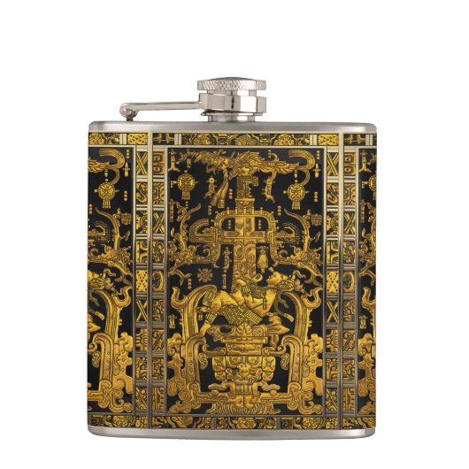 Graf van Pakal - Gouden Palenque Astronaut Heupfles (Voorkant)