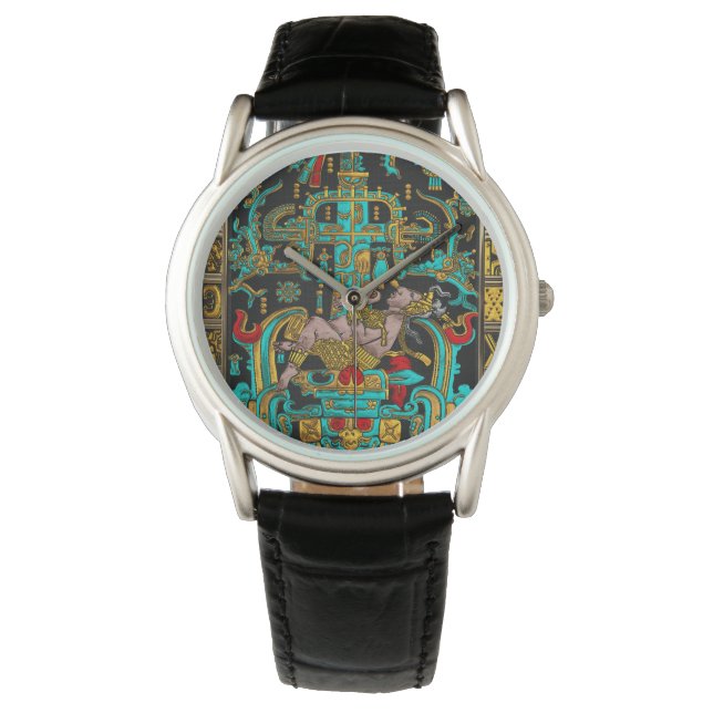 Graf van Pakal - Palenque Astronaut in kleur Horloge (Voorkant)