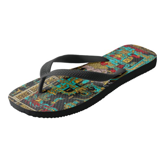 Graf van Pakal - Palenque Astronaut in kleur Teenslippers (Schuin)