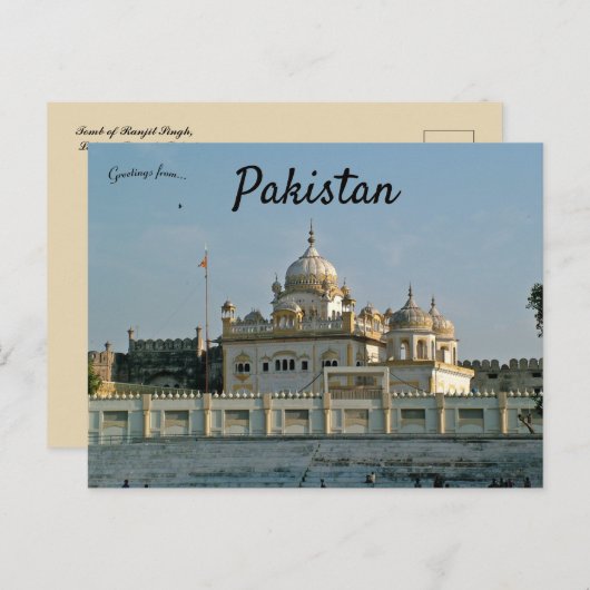 Graf van Ranjit Singh Lahore Pakistan Briefkaart (Voorkant / Achterkant)