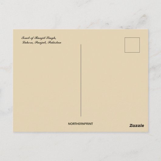 Graf van Ranjit Singh Lahore Pakistan Briefkaart (Achterkant)