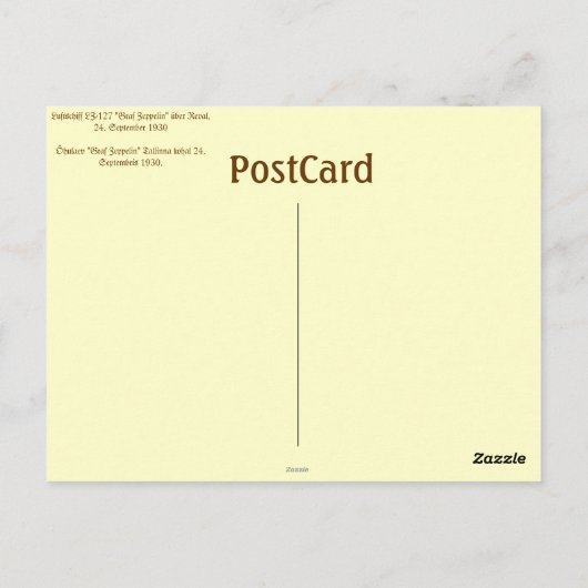 Graf Zeppelin in Tallinn Briefkaart (Achterkant)