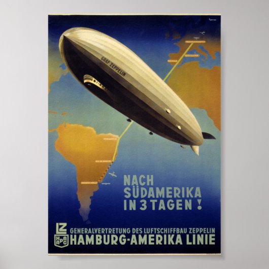 Graf Zeppelin Vintage Poster Gerestaureerd (Voorkant)