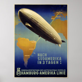 Graf Zeppelin Vintage Poster teruggezet