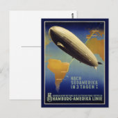 Graf Zeppelin Vintage Poster teruggezet Briefkaart (Voorkant / Achterkant)