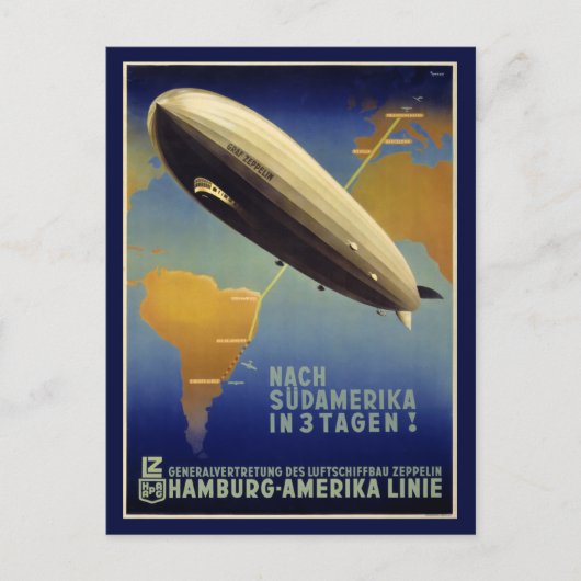 Graf Zeppelin Vintage Poster teruggezet Briefkaart (Voorkant)