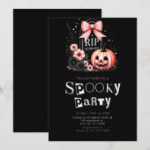 Grafbloemen Zwart Moderne Minimalistische Hallowee Kaart (Voorkant / Achterkant)