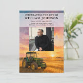 Grafdienstorder met foto van tractor van boer programmakaart (Staand voorkant)