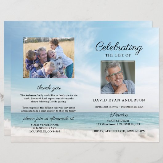 Grafelijk Aandenken Strand Foto Programma (Voorkant / Achterkant)