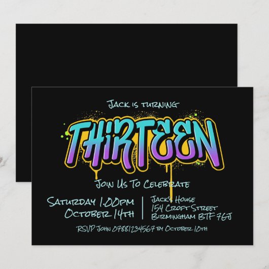 Graffiti 133 Uitnodiging (Voorkant / Achterkant)