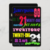 Graffiti 21st op zwart kaart (Voorkant / Achterkant)