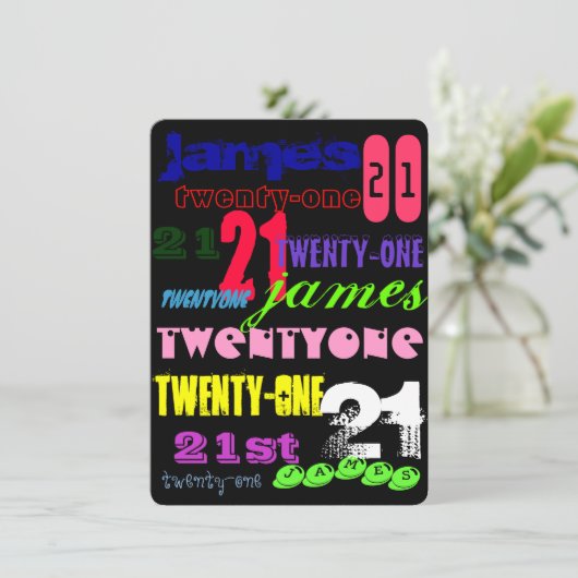 Graffiti 21st op zwart kaart (Staand voorkant)