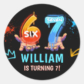 Graffiti 6 7 Meme Trend Six Seven Birthday Party Ronde Sticker (Voorkant)