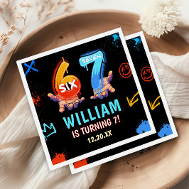 Graffiti 6 7 Meme Trend Six Seven Birthday Party Servet