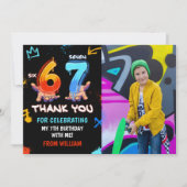 Graffiti 6 7 Meme Trend Six Seven Verjaardag Foto Bedankkaart (Voorkant)