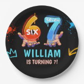 Graffiti 6 7 Meme Trend Zes Zeven Verjaardagsfeest Papieren Bordje (Voorkant)