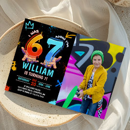 Graffiti 6 7 Meme Trend Zes Zeven Verjaardagsfoto Kaart