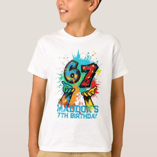 Graffiti 6-7 Verjaardag T-shirt Zes Zeven (Voorkant)