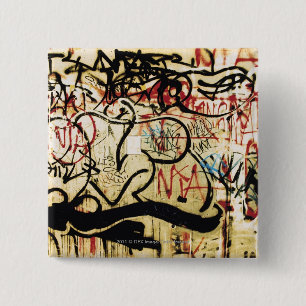 Graffiti aan de muur vierkante button 5,1 cm