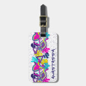 Graffiti abstract kleurrijk patroon met jouw naam bagagelabel (Voorkant verticaal)