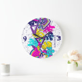 Graffiti abstract kleurrijk patroon met jouw naam grote klok (Huis)