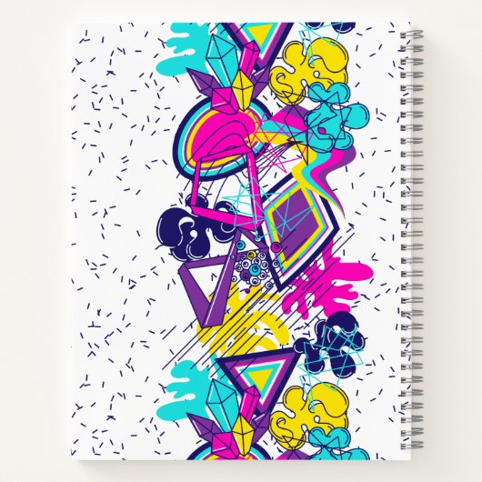 Graffiti abstract kleurrijk patroon met jouw naam notitieboek (Achterkant)