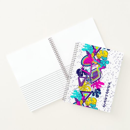 Graffiti abstract kleurrijk patroon met jouw naam notitieboek (Binnen)