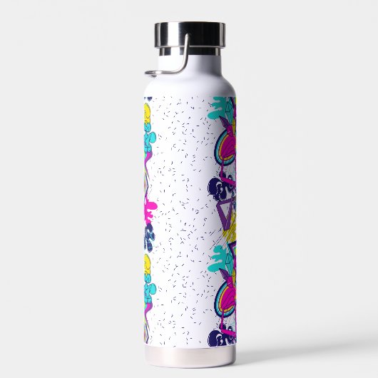 Graffiti abstract kleurrijk patroon met jouw naam waterfles (Rechts)