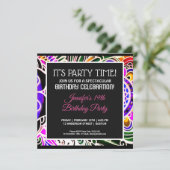 Graffiti Abstracte Bloem Verjaardagsuitnodiging Kaart (Staand voorkant)