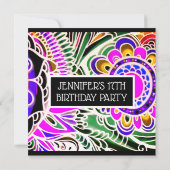 Graffiti Abstracte Bloem Verjaardagsuitnodiging Kaart (Achterkant)