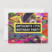Graffiti Abstracte Brieven Verjaardagsuitnodiging Kaart (Achterkant)