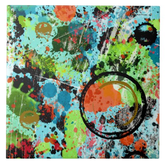 Graffiti Abstracte Vechtpartij Tegeltje (Voorkant)