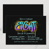 Graffiti Acht uitnodiging (Voorkant / Achterkant)