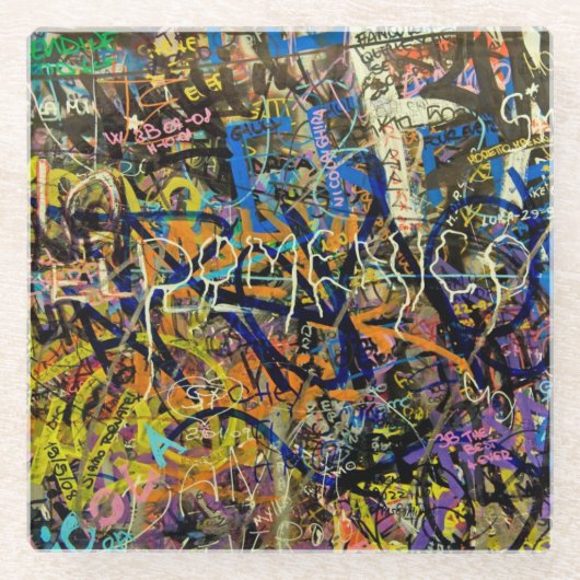 Graffiti-achtergrond Glazen Onderzetter (Voorkant)