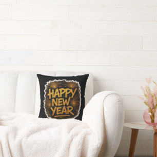 Graffiti-achtige Happy New Year-explosie Kussen