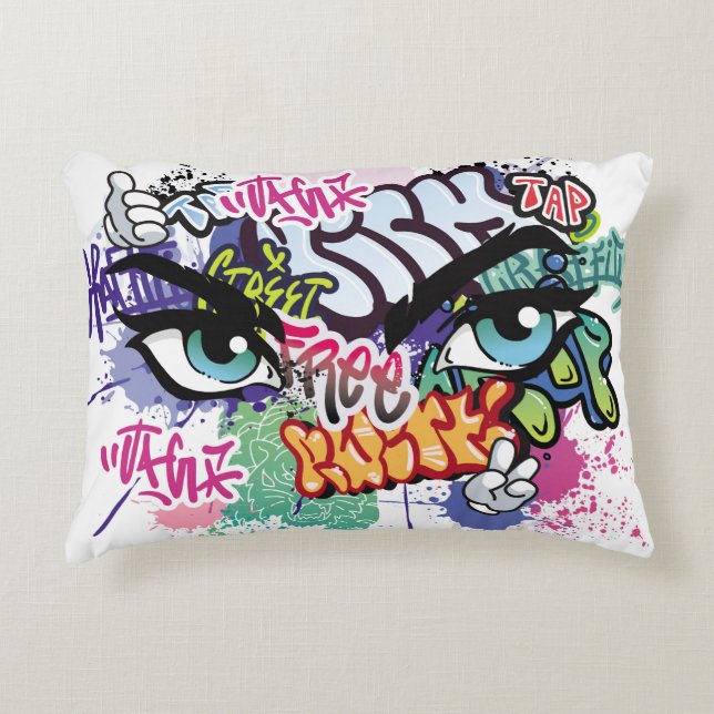 Graffiti afbeelding met straatgraffiti letters accent kussen (Voorkant)