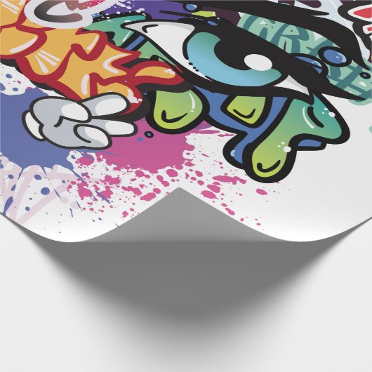 Graffiti afbeelding met straatgraffiti letters cadeaupapier (Hoek)