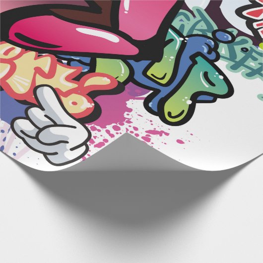 Graffiti afbeelding met straatgraffiti letters cadeaupapier (Hoek)