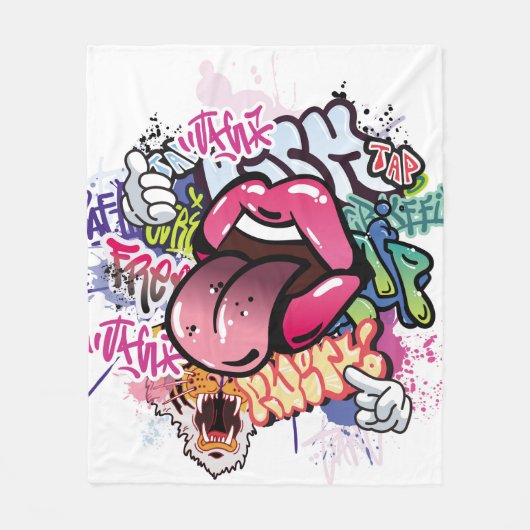 Graffiti afbeelding met straatgraffiti letters fleece deken (Voorkant)
