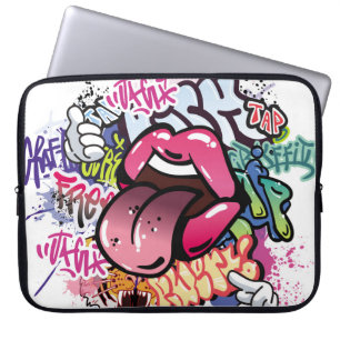 Graffiti afbeelding met straatgraffiti letters laptop sleeve