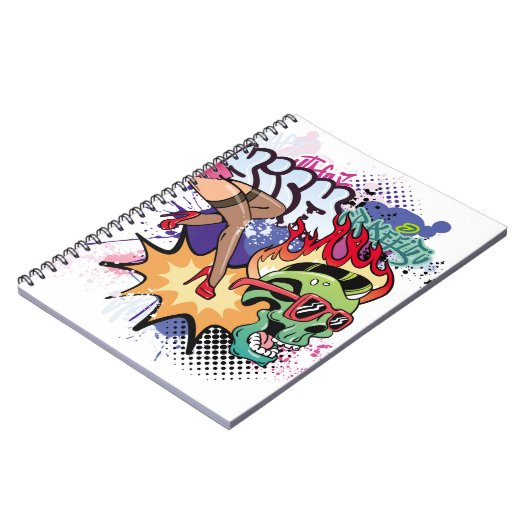 Graffiti afbeelding met straatgraffiti letters notitieboek (Linkerzijde)