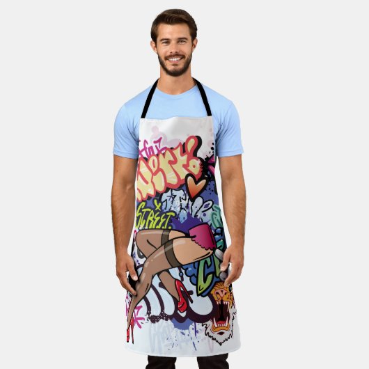Graffiti afbeelding met straatgraffiti letters schort (Gedragen)