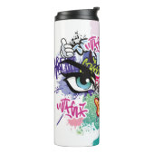 Graffiti afbeelding met straatgraffiti letters thermosbeker (Gedraaid links)