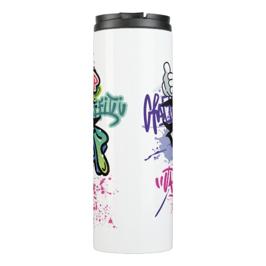 Graffiti afbeelding met straatgraffiti letters thermosbeker (Achterkant)