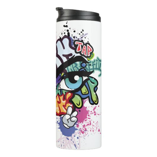 Graffiti afbeelding met straatgraffiti letters thermosbeker (Geroteerd rechts)