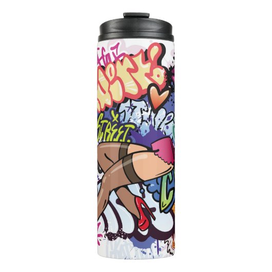 Graffiti afbeelding met straatgraffiti letters thermosbeker (Voorkant)